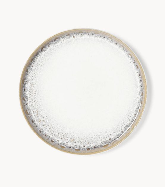 Imagem de Prato Raso Branco com Rebordo Bege